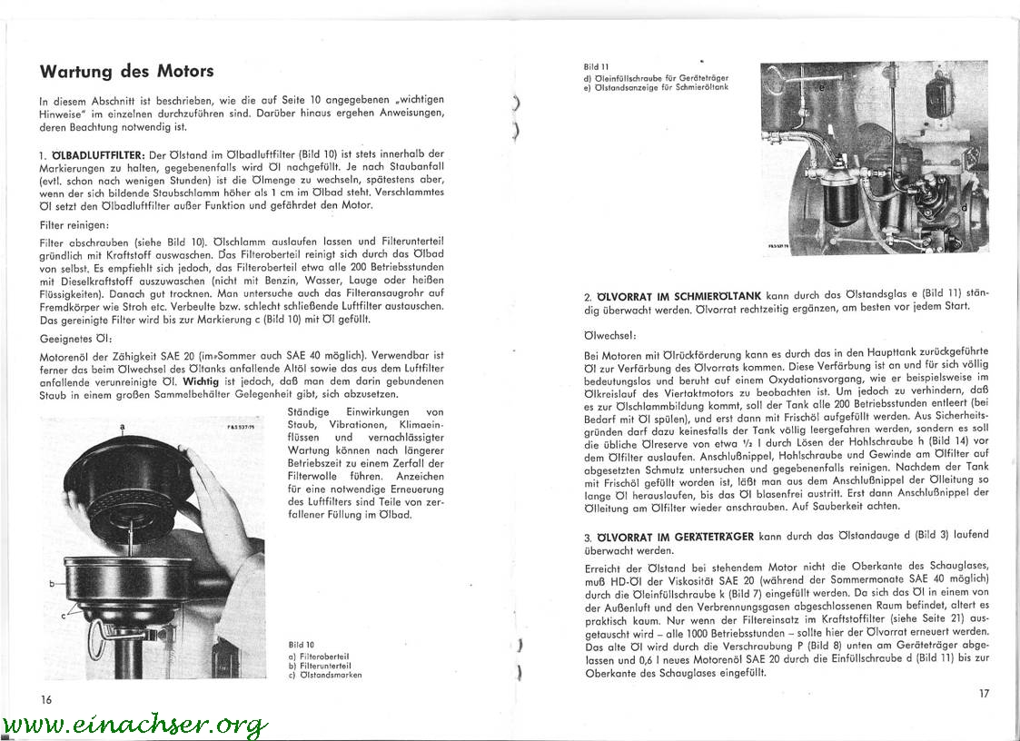 Sachs Diesel 600 L Handbuch